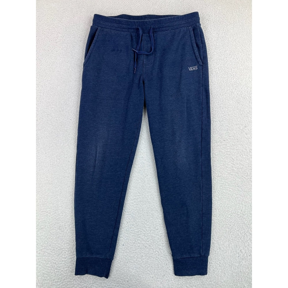 Vans Pants Mens Medium Blue Fleece Sweatpants Joggers Logo Drawstring Comfort